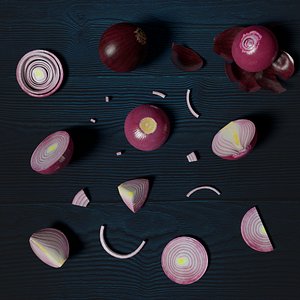 Low Poly Red Onion photorealistic