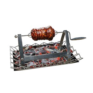 3D roast meat with rotisserie model