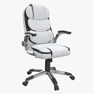 3D Office Chair with armrests and wheels white 02