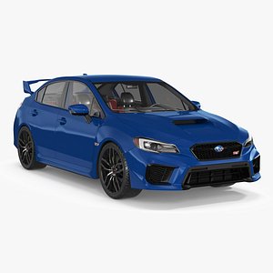 Subaru WRX STI 2021 Sedan Blue Simple Interior 3D model