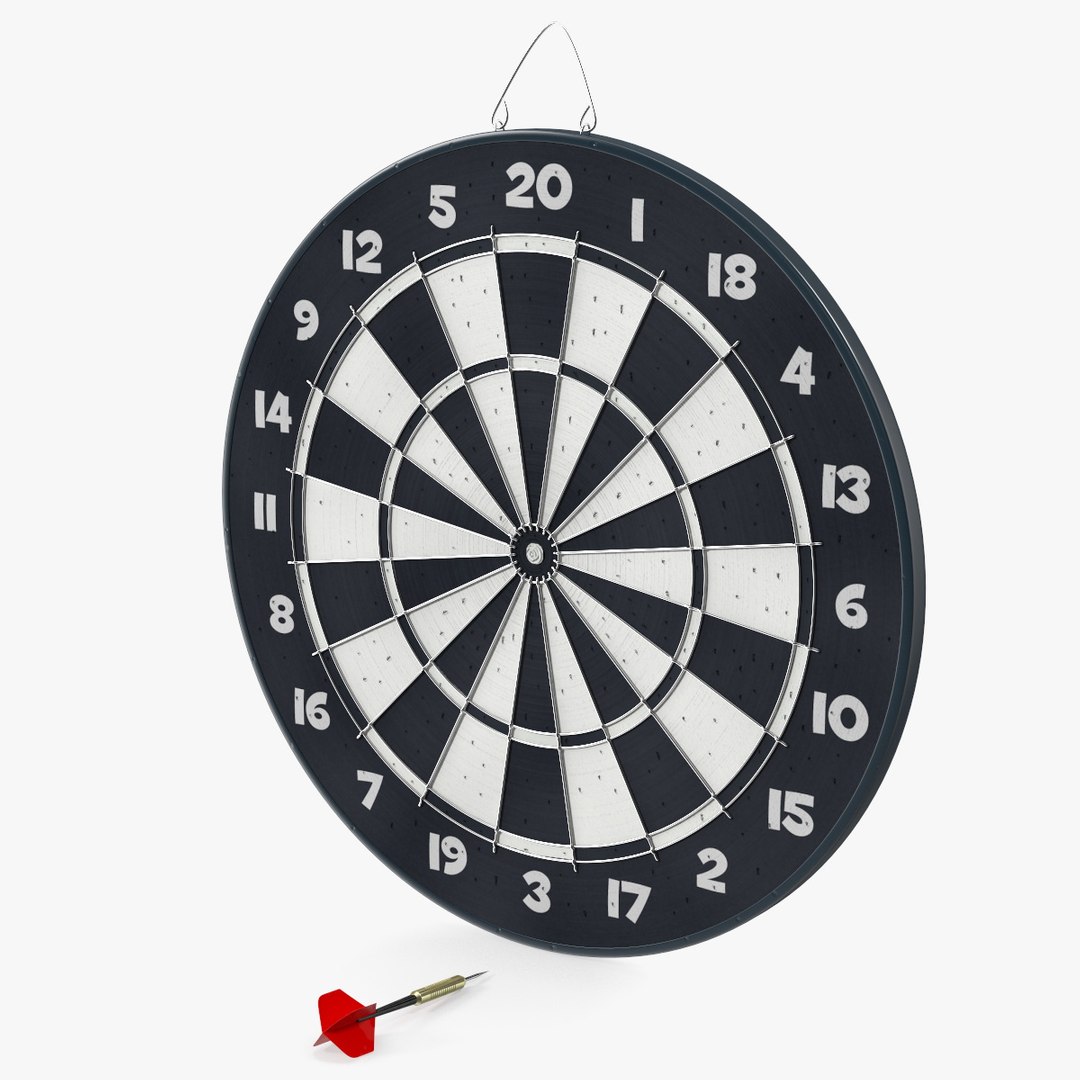 Classic Dartboard with Single Dart 3D model preview