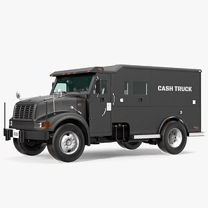 Armored Cash Transport Car Black Rigged 3D model