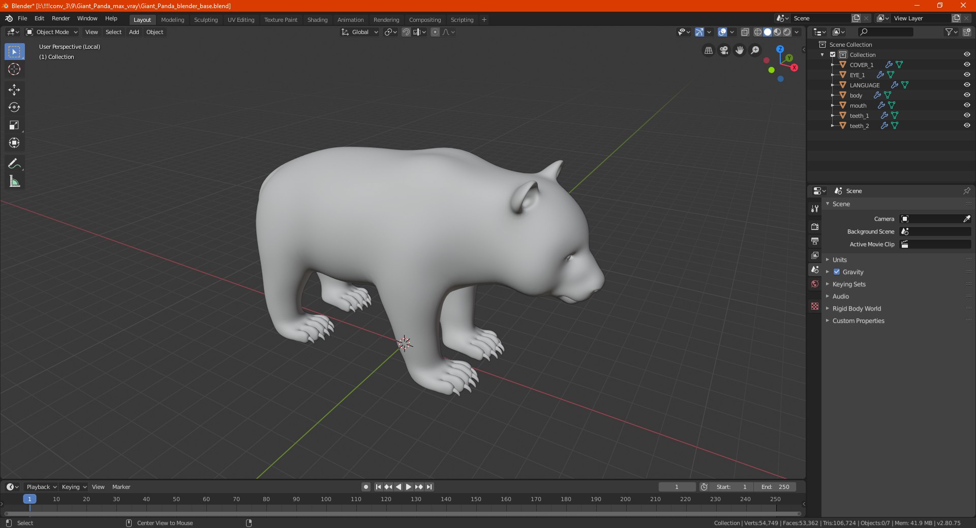 Giant Panda 3D model https://p.turbosquid.com/ts-thumb/0v/YSryKq/h6/giantpanda3dmodel022/jpg/1636982105/1920x1080/fit_q87/2ec6533c7da35f7178b7b027541a3f0ac976aa9b/giantpanda3dmodel022.jpg