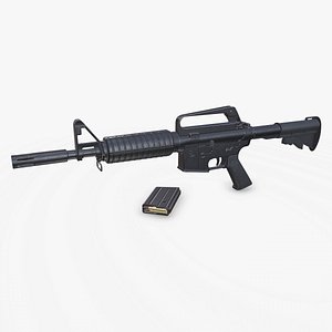 3D XM177 Carbine Vietnam War Low-poly PBR