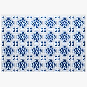 Ceramic wall tiles with azulejo style ornament 3D