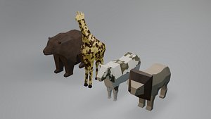 3D model Low Poly 3D Animal Set