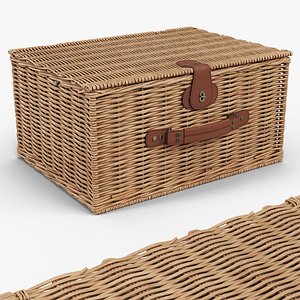 Willow Picnic Basket with Lid Closed Brown