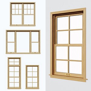 double hung windows 3D model