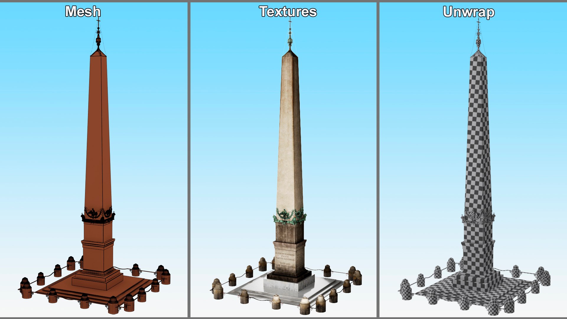 3D Vatican Obelisk With Railing - TurboSquid 2352536