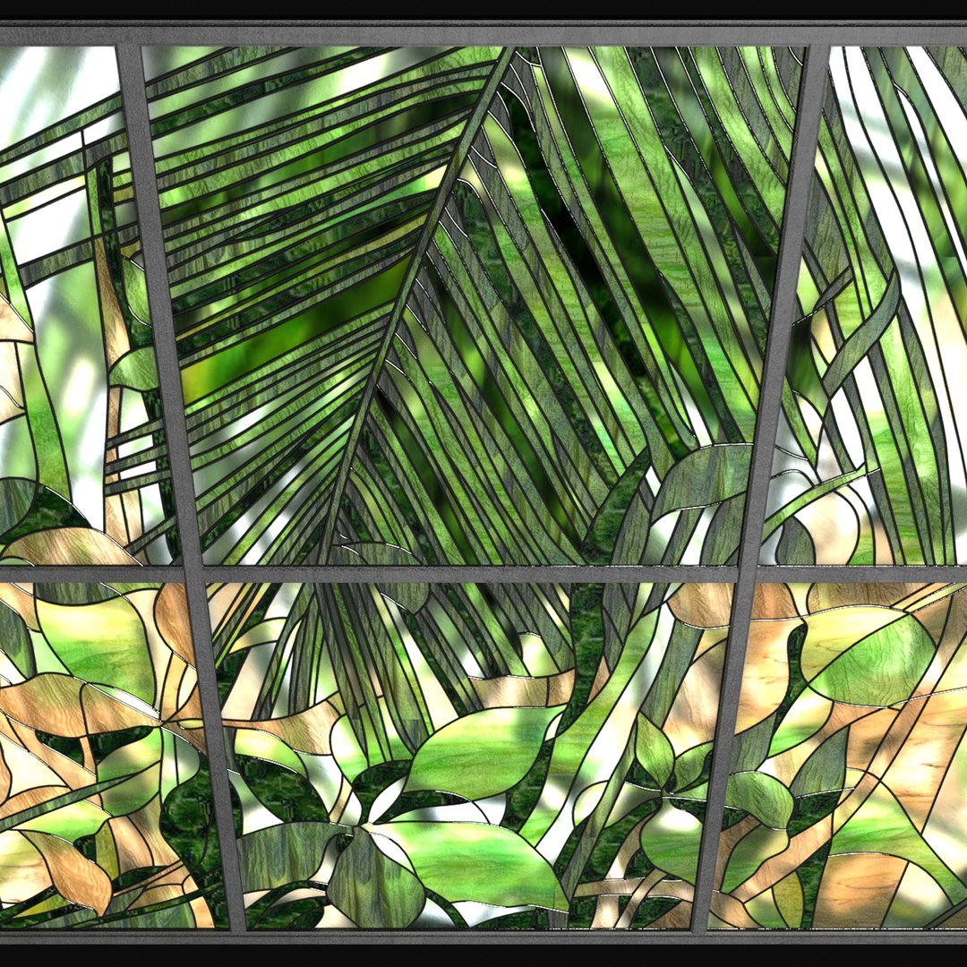 Stained Glass Tropical Leaves Model Turbosquid 1540667