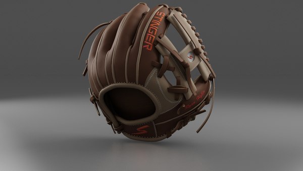 3D baseball glove brown model