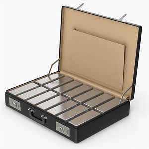 Briefcase With Silver Bars 3D