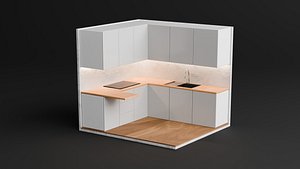 3D Minimalist Low Poly Kitchen model