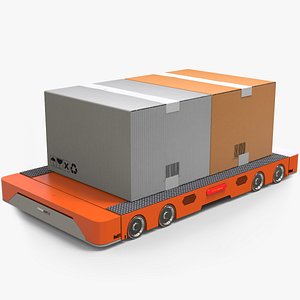 Autonomous Mobile Pallet Jack  and Cardboard Boxes 3D
