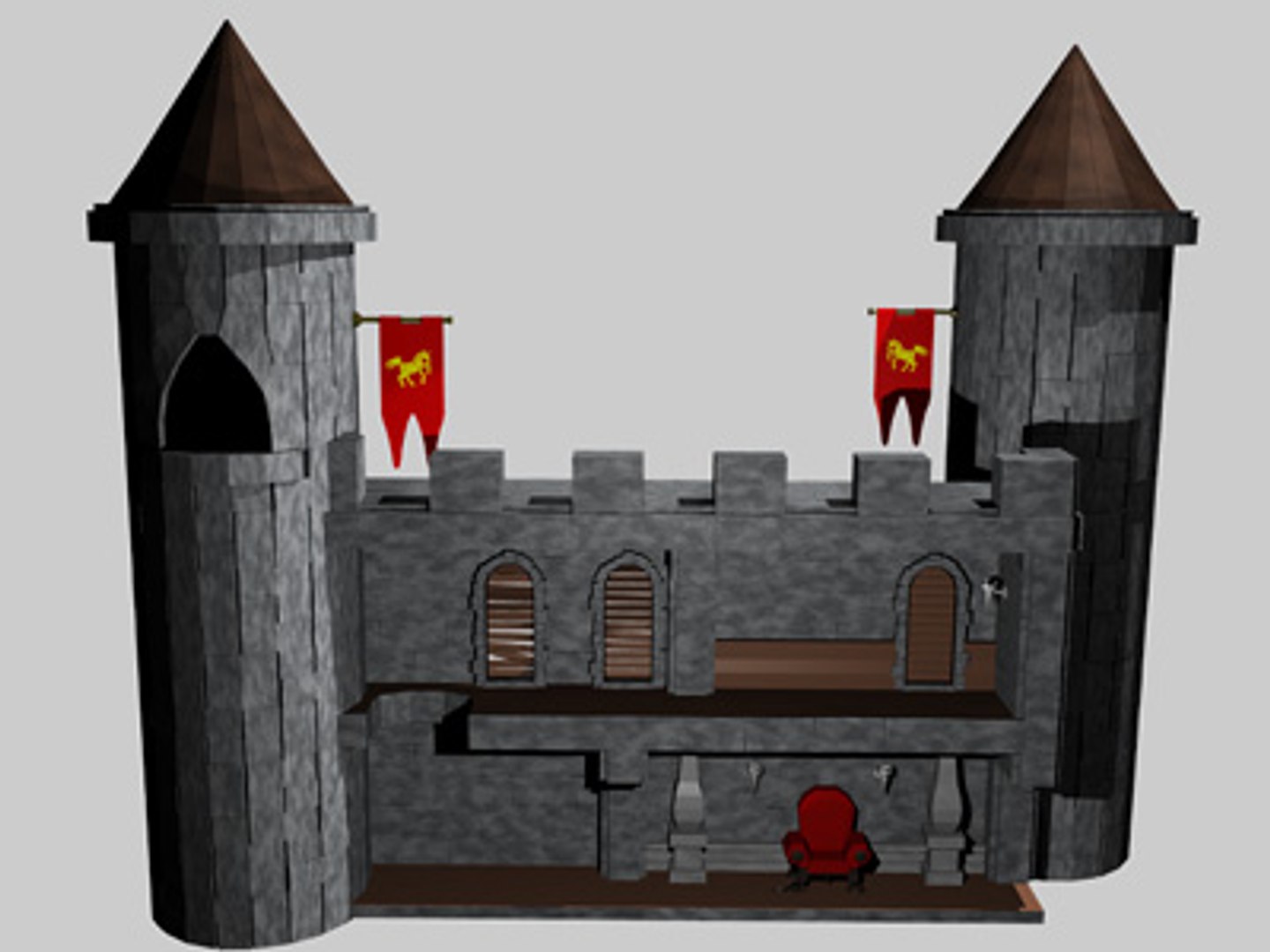 cutaway castle 3d model