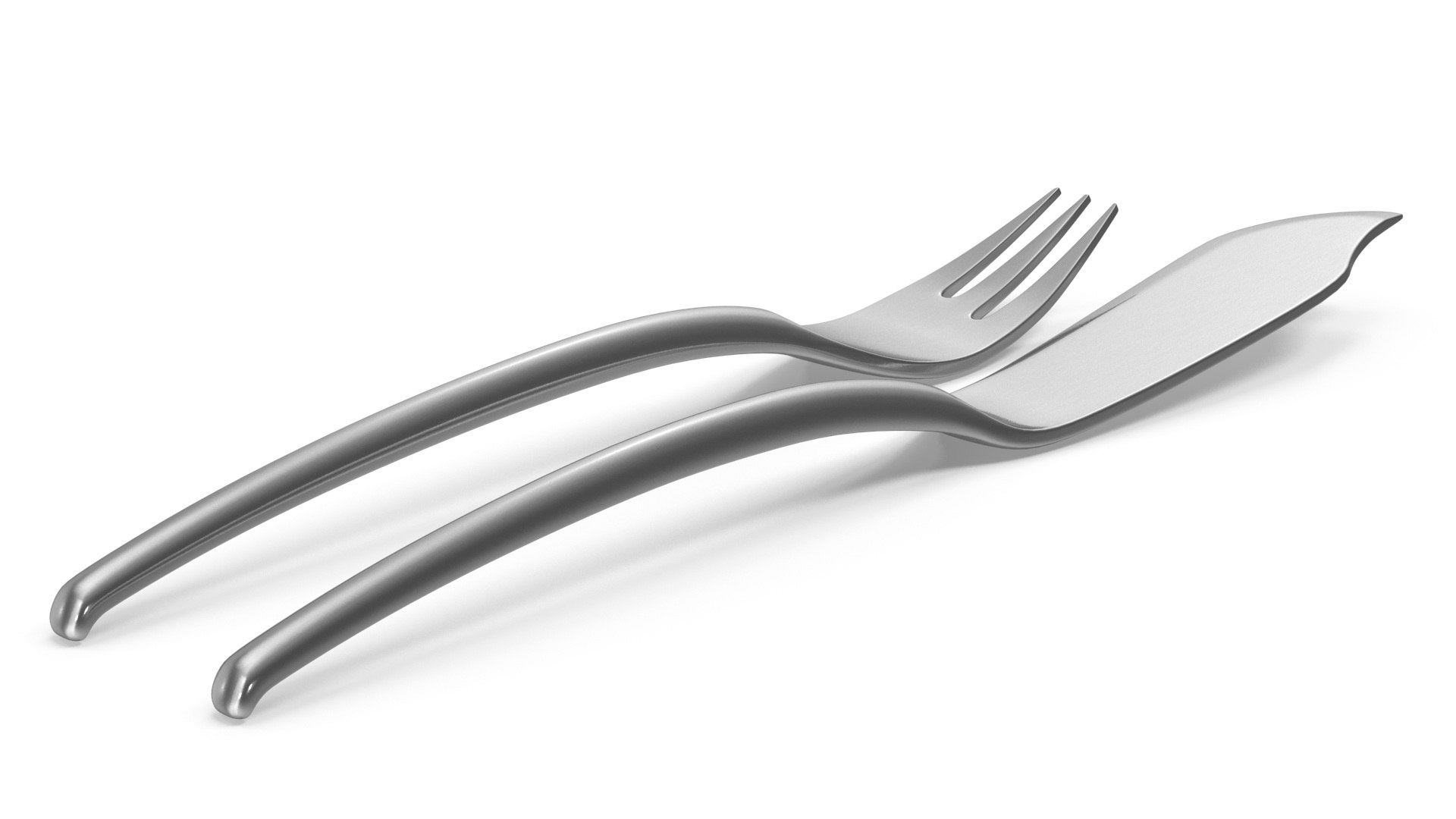 Fish Cutlery Set Silver 3D model preview