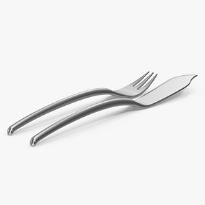 3D Fish Cutlery Set Silver