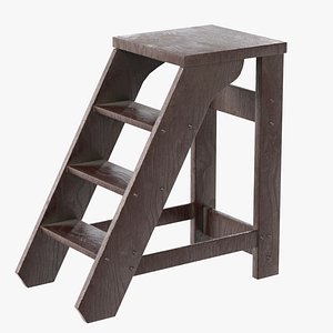 3 Step Wooden Ladder Dusty model