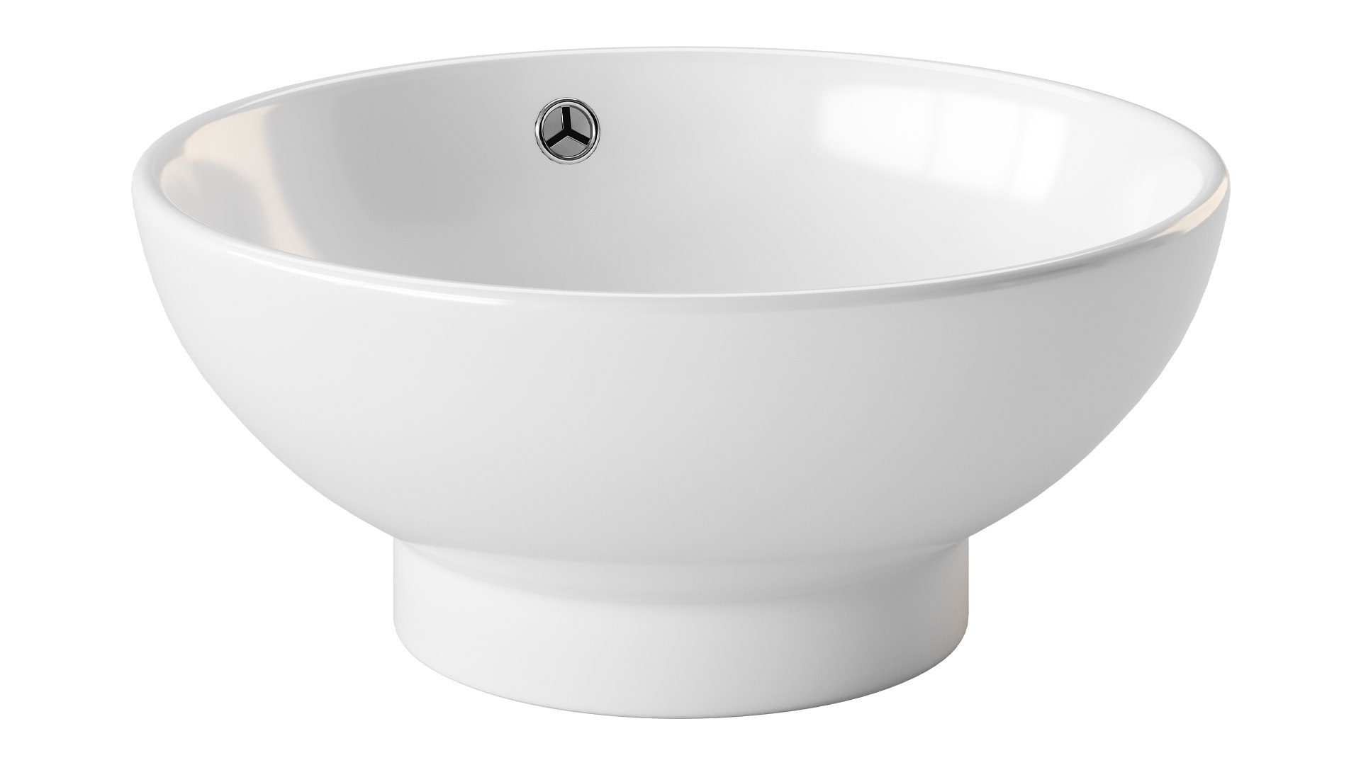 Round Countertop Vessel Bathroom Sink White With Overflow 3D Model