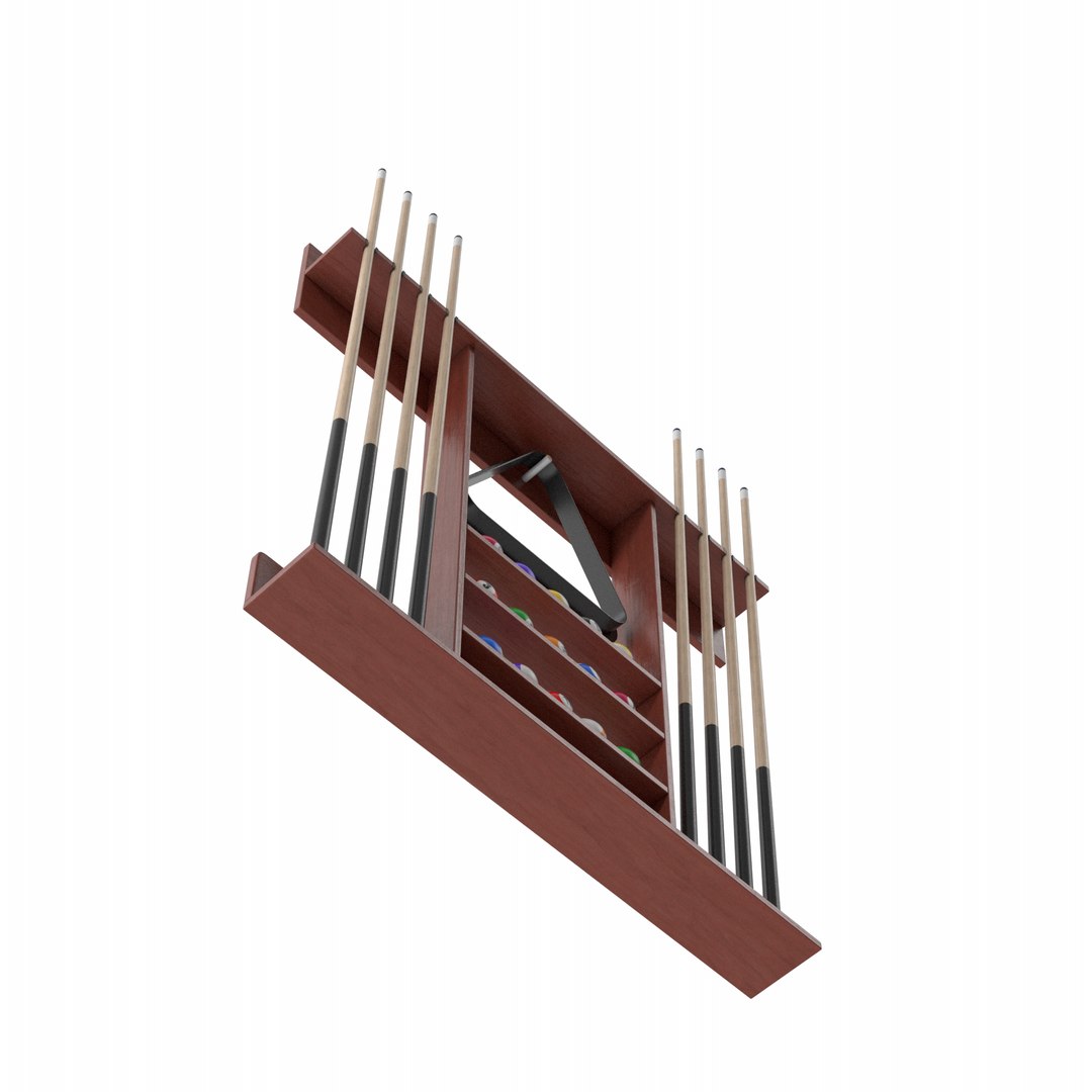 3D Dark Wood Billiard Cue Rack Model - TurboSquid 2188288