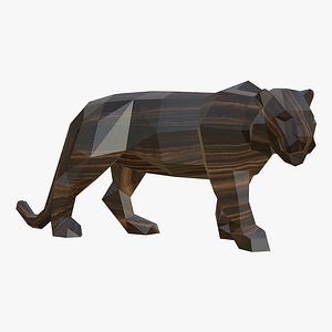 Wooden Tiger Statue Low Poly