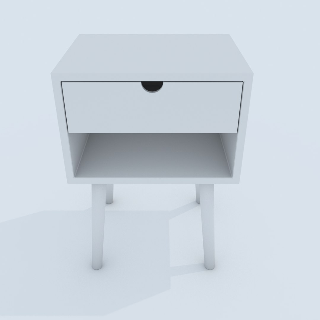 White Bedside Table Model - TurboSquid 1476534
