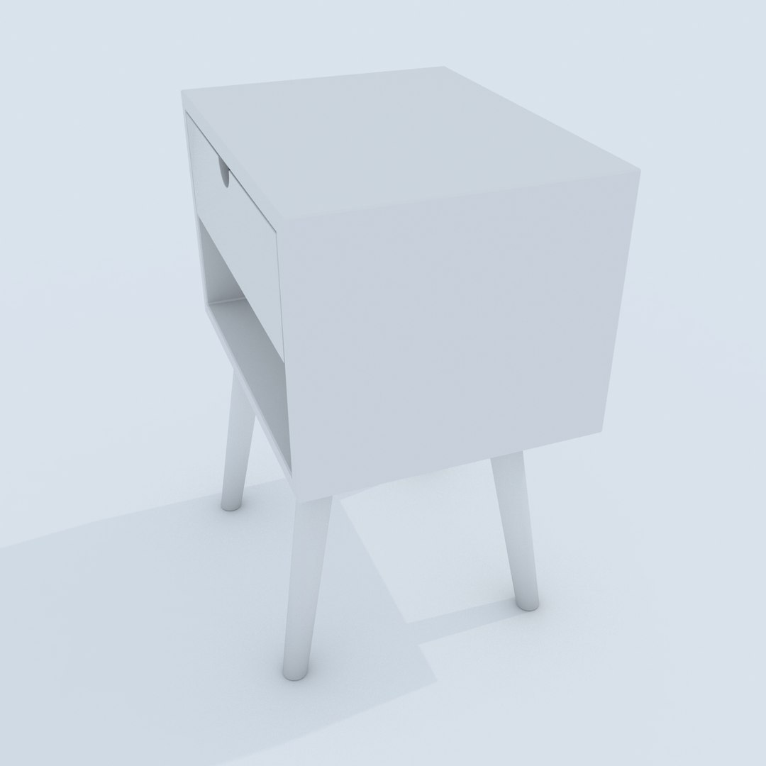 White Bedside Table Model - TurboSquid 1476534
