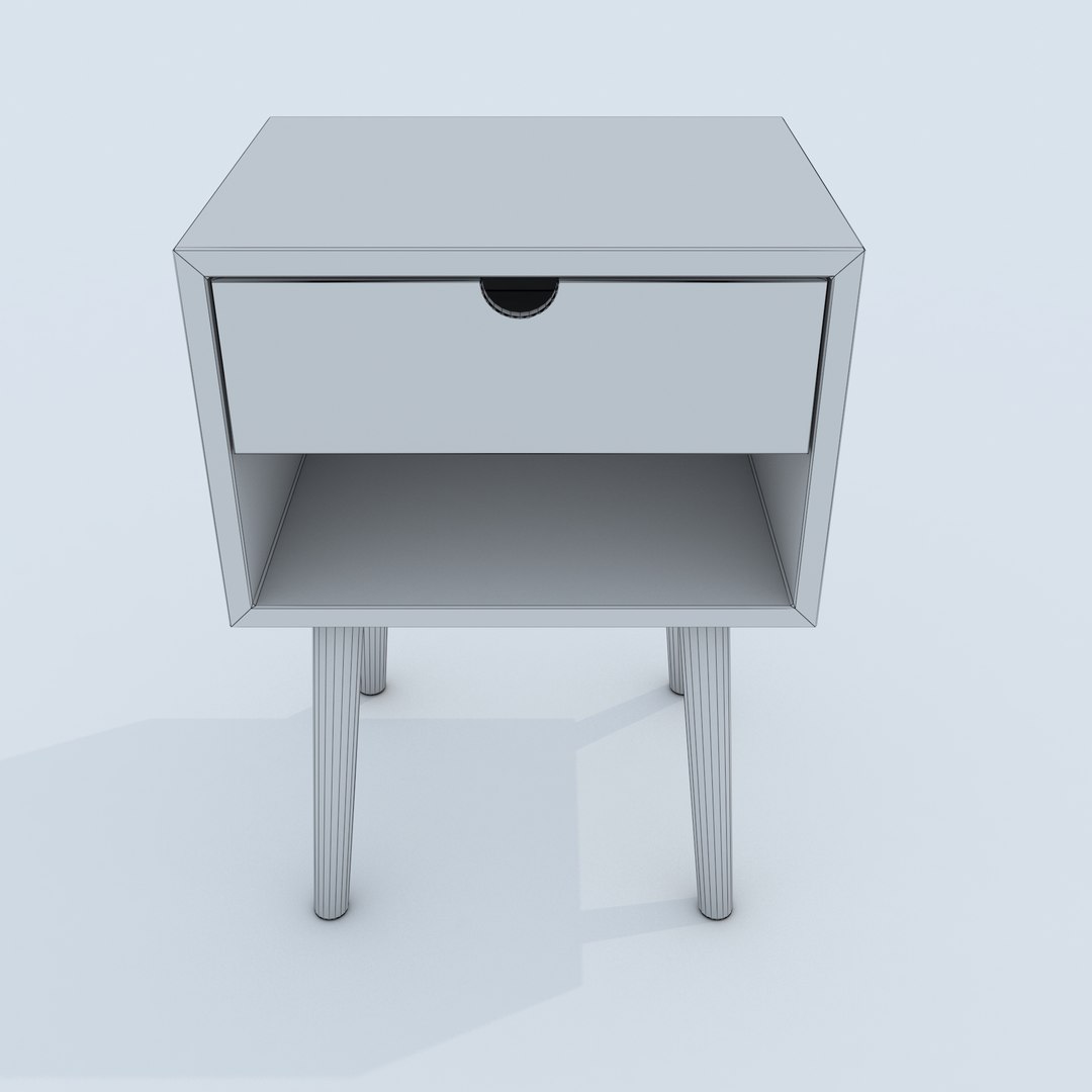 White Bedside Table Model - TurboSquid 1476534