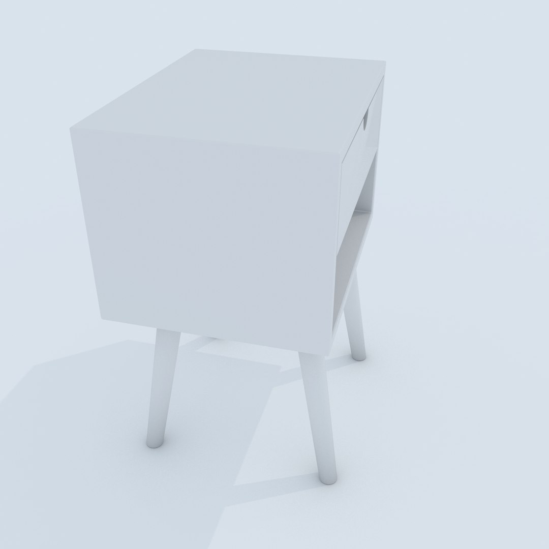 White Bedside Table Model - TurboSquid 1476534