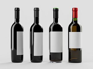 3D Red wine bottle 001 model