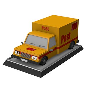 Postal Truck Low Poly 3D model