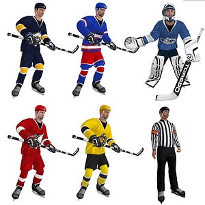 pack rigged hockey 3d model