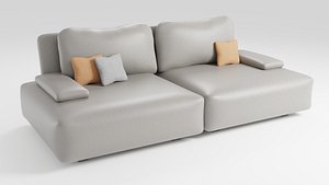 3D Italian designer sofa with leatherette in light colors model