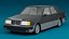 Voiture de direction stylisée, berline classique des années 90, low poly