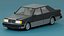 Voiture de direction stylisée, berline classique des années 90, low poly