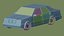 Voiture de direction stylisée, berline classique des années 90, low poly