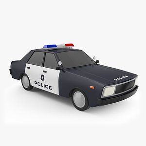 Low Poly Cartoon Police Car 3D Model