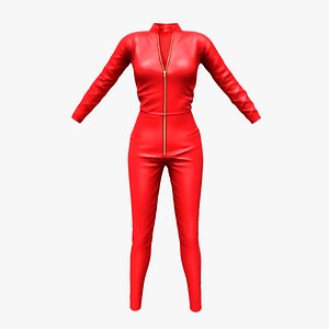 Red Leather Jumpsuit 3D model