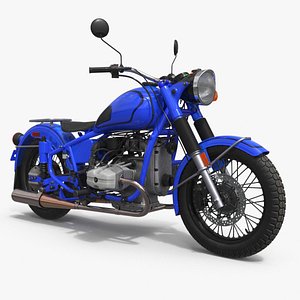 Retro Classic Blue Motorcycle