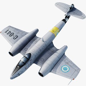 Gloster F4 Meteor Hand painted game Low-poly 3D model