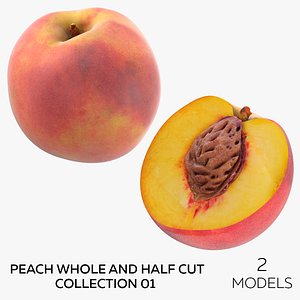 3D Peach Whole and Half Cut Collection 01 - 2 models model