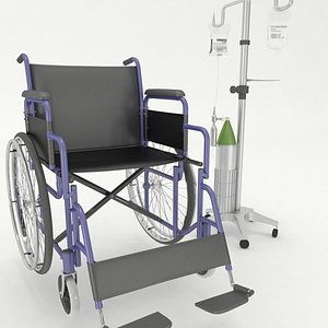 3D wheel chair iv stand