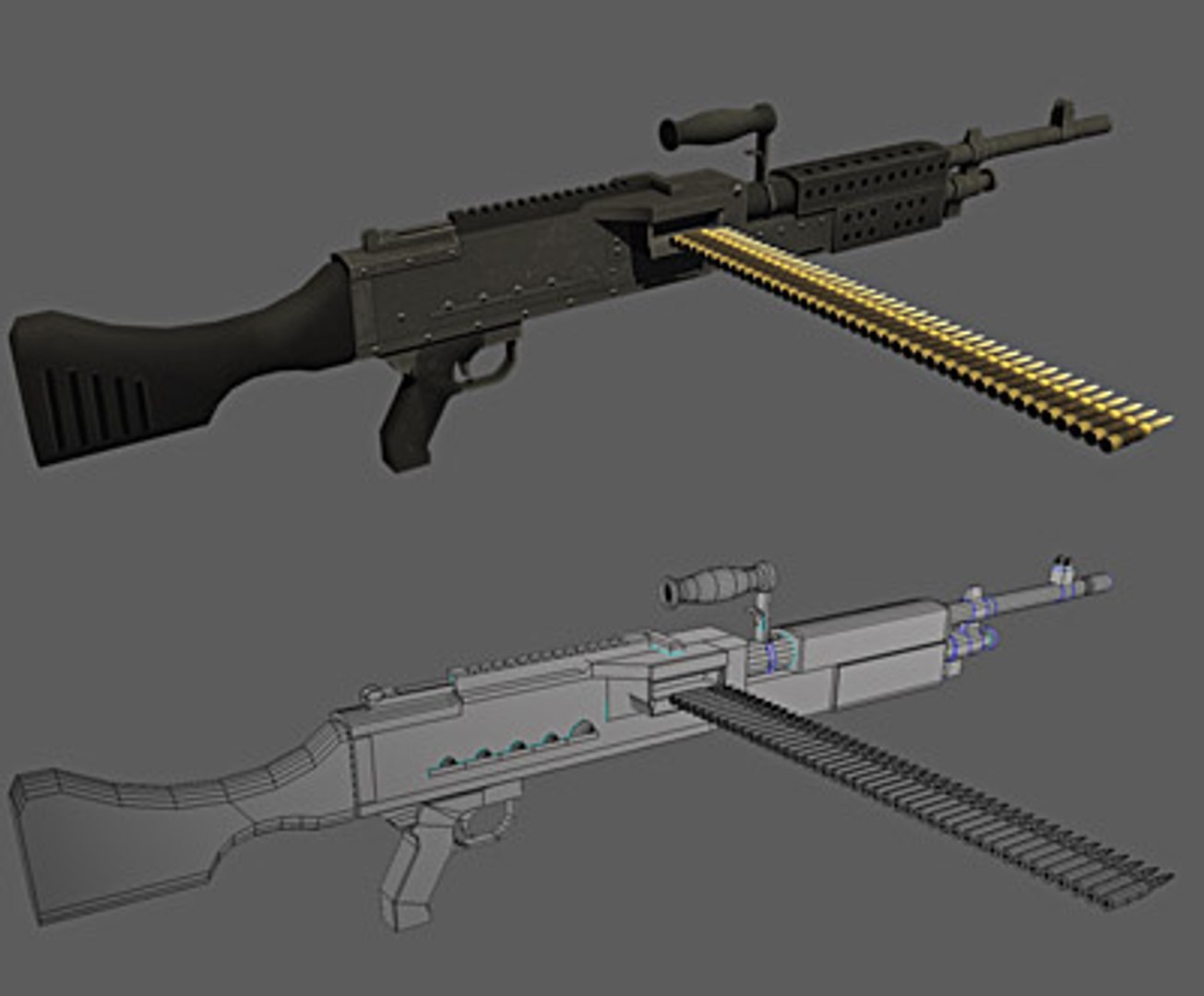 3d M240 Machine Gun Bullet Model