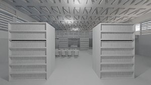 3D model Library interior - Bookstore - No Material