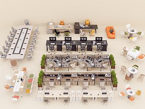 3D model Office Printers and Workstations 3D Model