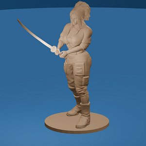 Black woman wielding a katana 3D