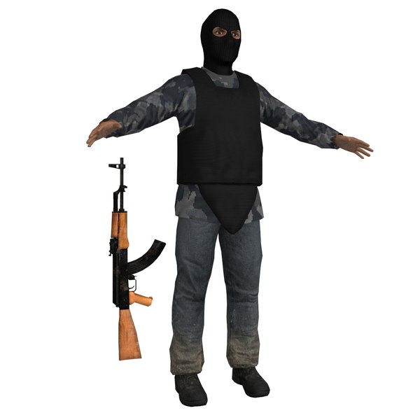 3d terrorist ak47 soldier model