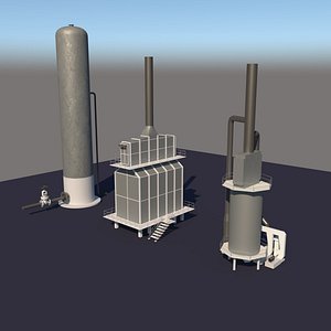 Industrial Fired Heater Process Furnace Vertical Pressure Vessel Pack -High Detail Refinery