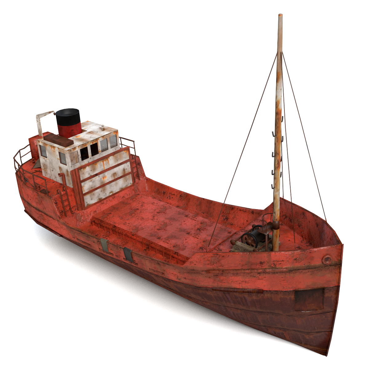 3d old rusty cargo ship