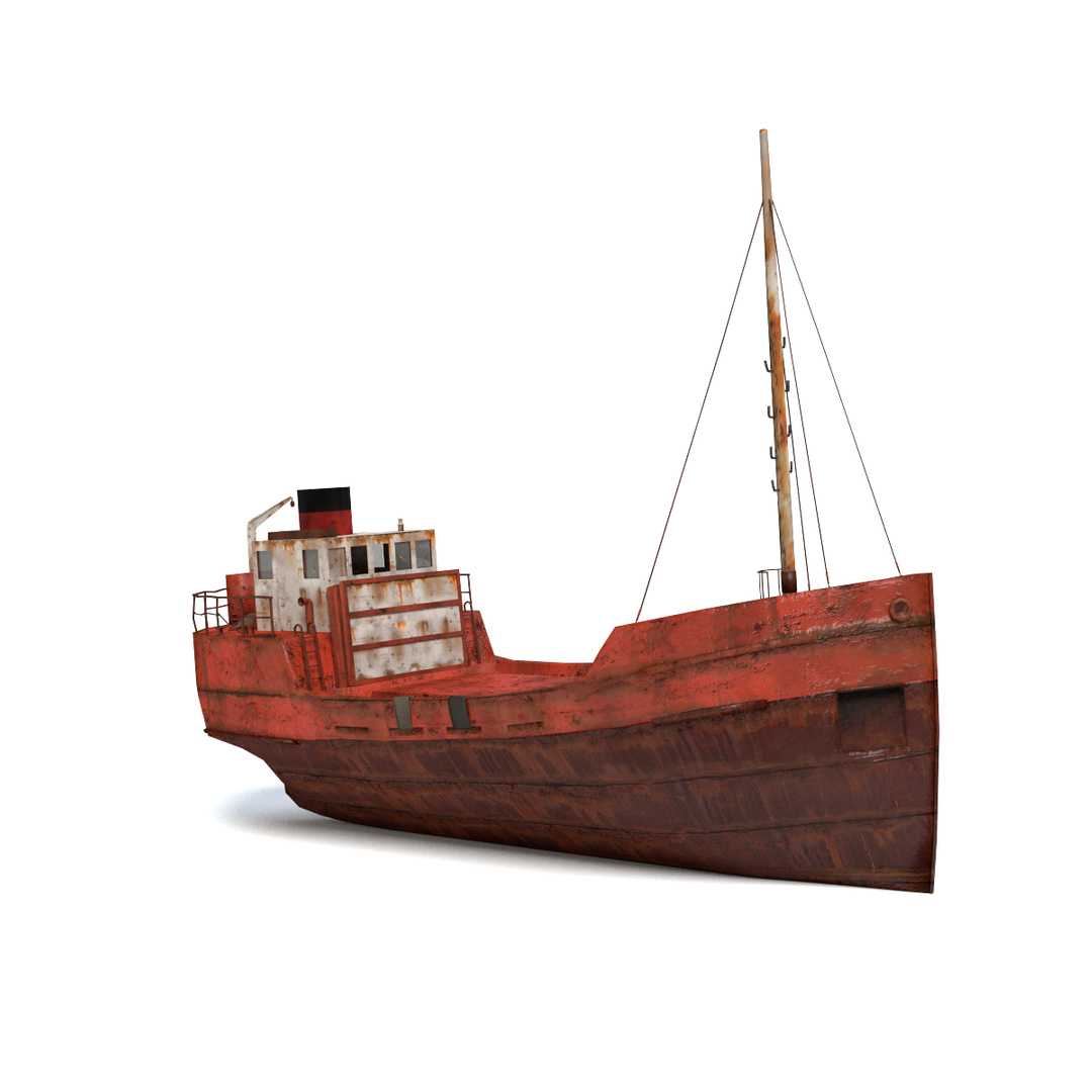 3d Old Rusty Cargo Ship